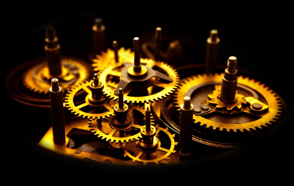Golden gears from an old clock