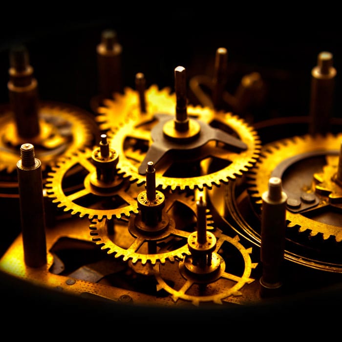 Golden gears from an old clock