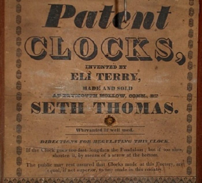 Seth Thomas clock label